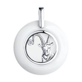 Серебряная подвеска Знак зодиака Козерог Diamant с керамической вставкой и фианитом 94-130-00579-1 94-130-00579-1 фото