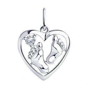 Серебряная подвеска Пяточка Diamant с фианитом 94-130-01161-1 94-130-01161-1 фото