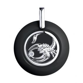 Серебряная подвеска Знак зодиака Скорпион Diamant с фианитом и керамикой 94-130-01257-1 94-130-01257-1 фото