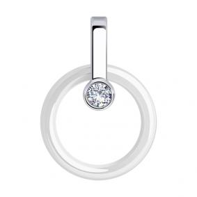 Серебряная подвеска Diamant 94-130-01280-2 с фианитом и керамикой 94-130-01280-2 фото