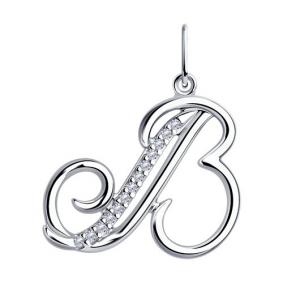 Серебряная подвеска-буква В Diamant с фианитом 94-130-01282-1 94-130-01282-1 фото