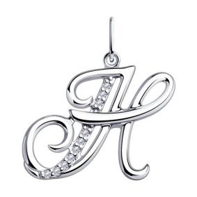 Серебряная подвеска-буква Н Diamant с фианитом 94-130-01308-1 94-130-01308-1 фото