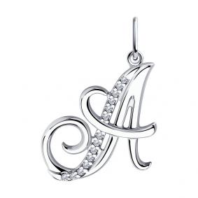 Серебряная подвеска-буква А Diamant с фианитом 94-130-01377-1 94-130-01377-1 фото