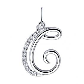 Серебряная подвеска-буква С Diamant с фианитом 94-130-01379-1 94-130-01379-1 фото