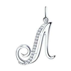 Серебряная подвеска-буква Л Diamant с фианитом 94-130-01406-1 94-130-01406-1 фото