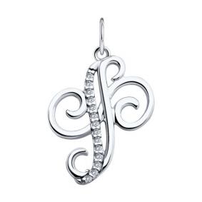 Серебряная подвеска-буква Ф Diamant с фианитом 94-130-02010-1 94-130-02010-1 фото