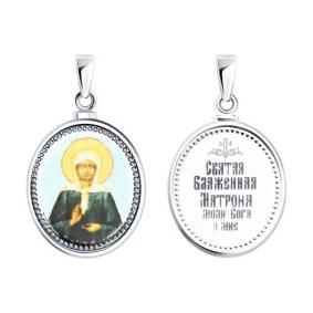 Серебряная подвеска-иконка Святая блаженная Матрона Diamant с эмалью 94-130-02018-1 94-130-02018-1 фото