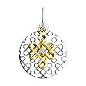 Серебряная подвеска символ Узел счастья Diamant с фианитом 94-130-02121-1 94-130-02121-1 фото