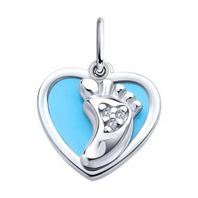 Серебряная подвеска Diamant 94-130-02222-1 с фианитом и эмалью 94-130-02222-1 фото