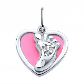 Серебряная подвеска Diamant 94-130-02222-2 с фианитом и эмалью 94-130-02222-2 фото