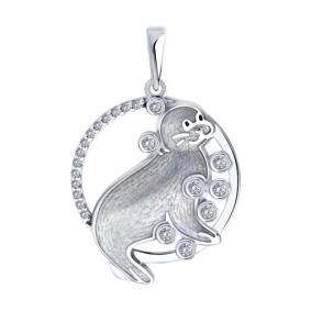 Серебряная подвеска Diamant 94-130-02272-1 с фианитом и эмалью 94-130-02272-1 фото