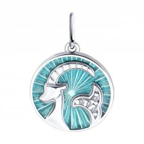 Серебряная подвеска Знак зодиака Козерог Diamant с фианитом и эмалью 94-130-02328-1 94-130-02328-1 фото