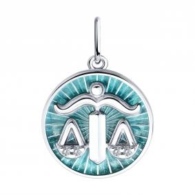 Серебряная подвеска Знак зодиака Весы Diamant с фианитом и эмалью 94-130-02330-1 94-130-02330-1 фото