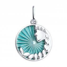 Серебряная подвеска Знак зодиака Дева Diamant с фианитом и эмалью 94-130-02343-1 94-130-02343-1 фото