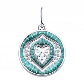 Серебряная подвеска Знак зодиака Лев Diamant с фианитом и эмалью 94-130-02355-1 94-130-02355-1 фото
