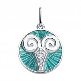 Серебряная подвеска Знак зодиака Овен Diamant с фианитом и эмалью 94-130-02357-1 94-130-02357-1 фото