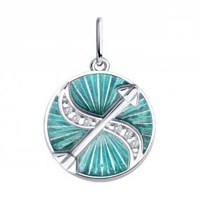 Серебряная подвеска знак зодиака Стрелец Diamant с фианитом и эмалью 94-130-02358-1 94-130-02358-1 фото