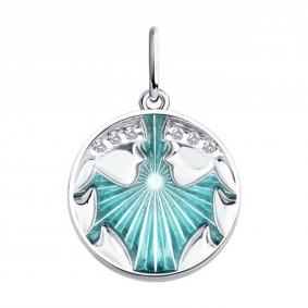 Серебряная подвеска Diamant 94-130-02364-1 с фианитом и эмалью 94-130-02364-1 фото