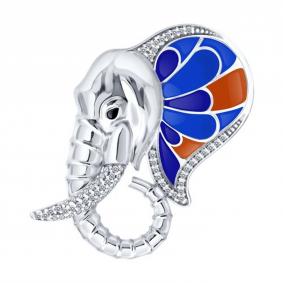 Серебряная брошь Diamant 94-140-00031-1 с фианитом и эмалью 94-140-00031-1 фото