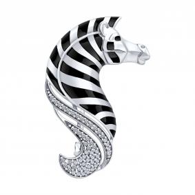 Серебряная брошь Diamant 94-140-00039-1 с фианитом и эмалью 94-140-00039-1 фото