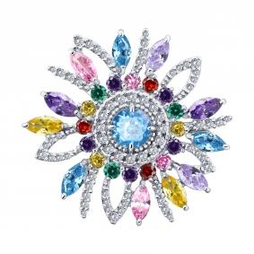 Серебряная брошь Diamant 94-140-00243-1 с фианитом и гранатом 94-140-00243-1 фото