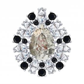 Серебряная брошь Diamant 94-140-00524-1 с фианитом и ювелирным кристаллом 94-140-00524-1 фото