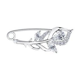 Серебряная брошь Diamant 94-140-00615-1 с фианитом 94-140-00615-1 фото