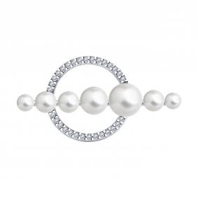 Серебряная брошь Diamant 94-140-01137-1 с фианитом и жемчугом 94-140-01137-1 фото