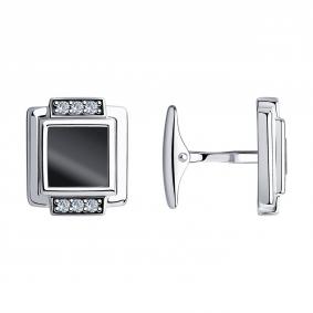 Серебряные запонки Diamant 94-160-00365-1 с фианитом и шпинелью 94-160-00365-1 фото
