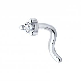 Серебряный пирсинг в нос Diamant с фианитом 94-160-02008-1 94-160-02008-1 фото