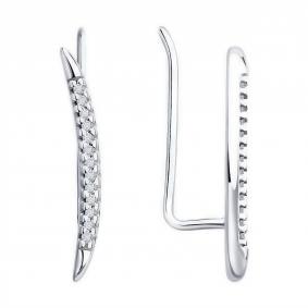 Серебряные серьги Diamant 94-220-02159-1 с бриллиантом 94-220-02159-1 фото