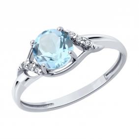 Серебряное кольцо Diamant 94-310-00175-1 с топазом и фианитом 94-310-00175-1 фото