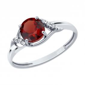 Серебряное кольцо Diamant 94-310-00175-2 с фианитом и гранатом 94-310-00175-2 фото