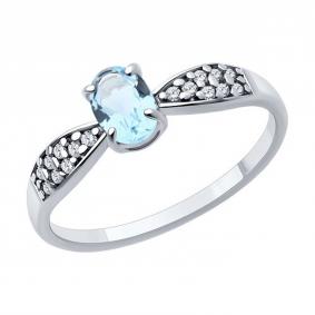 Серебряное кольцо Diamant 94-310-00176-1 с топазом и фианитом 94-310-00176-1 фото