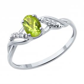 Серебряное кольцо Diamant 94-310-00177-2 с фианитом и хризолитом 94-310-00177-2 фото