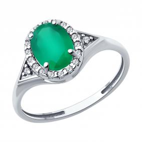 Серебряное кольцо Diamant 94-310-00179-2 с фианитом и агатом 94-310-00179-2 фото