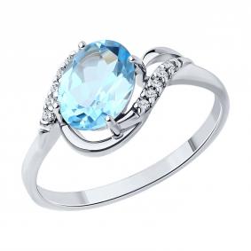 Серебряное кольцо SOKOLOV 94-310-00185-1 с топазом и фианитом 94-310-00185-1 фото