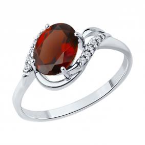 Серебряное кольцо Diamant 94-310-00185-2 с фианитом и гранатом 94-310-00185-2 фото