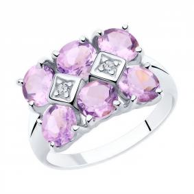 Серебряное кольцо Diamant 94-310-00343-1 с фианитом и аметистом 94-310-00343-1 фото