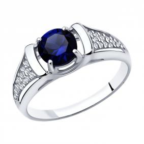 Серебряное кольцо Diamant 94-310-00360-1 с фианитом и сапфировым корундом 94-310-00360-1 фото