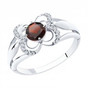 Серебряное кольцо Diamant 94-310-00381-2 с фианитом и гранатом 94-310-00381-2 фото