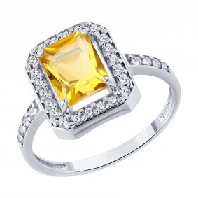 Серебряное кольцо Diamant 94-310-00396-1 с фианитом и цитрином 94-310-00396-1 фото