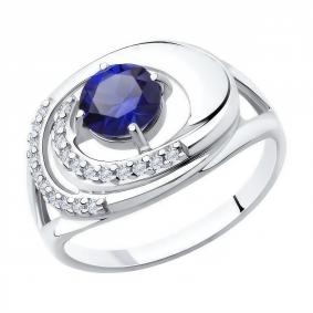 Серебряное кольцо Diamant 94-310-00424-1 с фианитом и сапфировым корундом 94-310-00424-1 фото