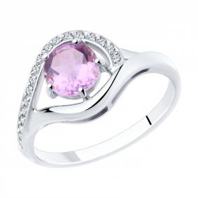 Серебряное кольцо Diamant 94-310-00435-2 с фианитом и аметистом 94-310-00435-2 фото