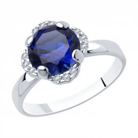 Серебряное кольцо Diamant 94-310-00473-1 с фианитом и сапфировым корундом 94-310-00473-1 фото