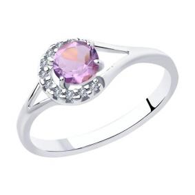 Серебряное кольцо Diamant 94-310-00504-1 с фианитом и аметистом 94-310-00504-1 фото