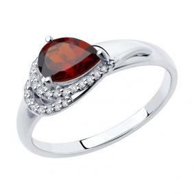 Серебряное кольцо Diamant 94-310-00548-2 с фианитом и гранатом 94-310-00548-2 фото