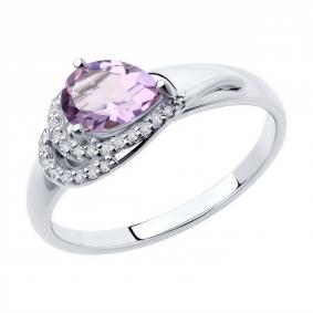 Серебряное кольцо Diamant 94-310-00548-3 с фианитом и аметистом 94-310-00548-3 фото