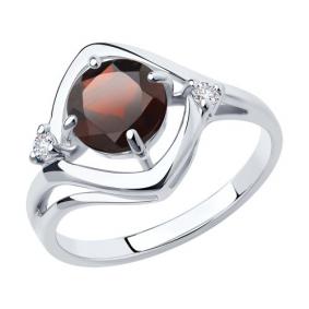 Серебряное кольцо Diamant 94-310-00603-3 с фианитом и гранатом 94-310-00603-3 фото