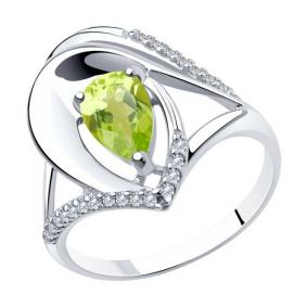 Серебряное кольцо Diamant 94-310-00607-1 с фианитом и хризолитом 94-310-00607-1 фото